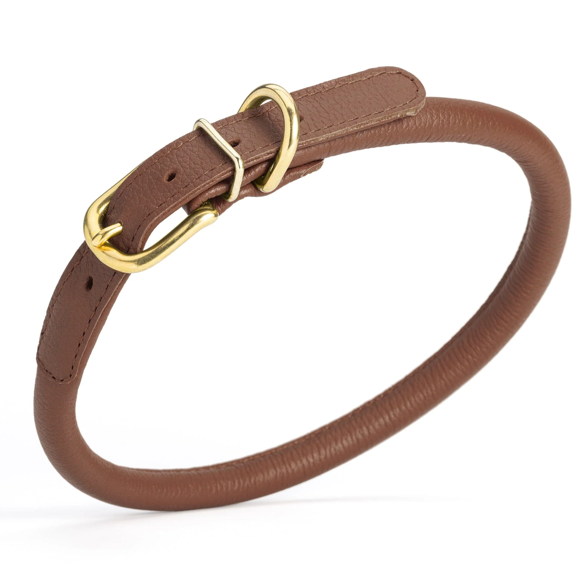 Soft Rolled Leather Dog Collar with Brass Hardware - Image 38