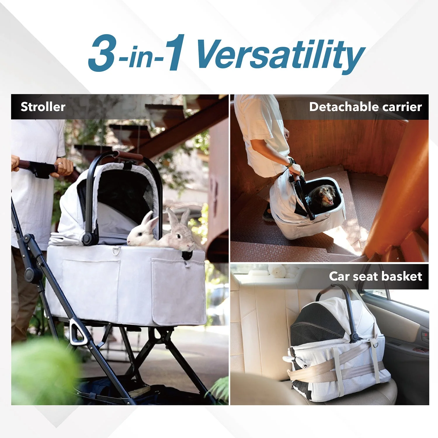 Tinker Small Detachable Pet Stroller with Cup Holder – Compact Buggy for Cats & Small Dogs - Image 3