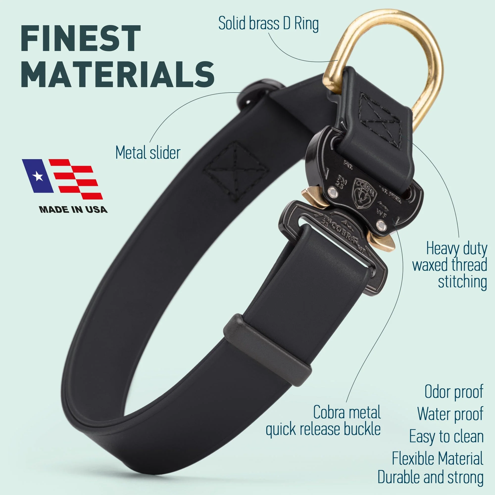 Viper BioThane Dog Collar with Cobra Metal Buckle – Odor Resistant and Waterproof - Image 3