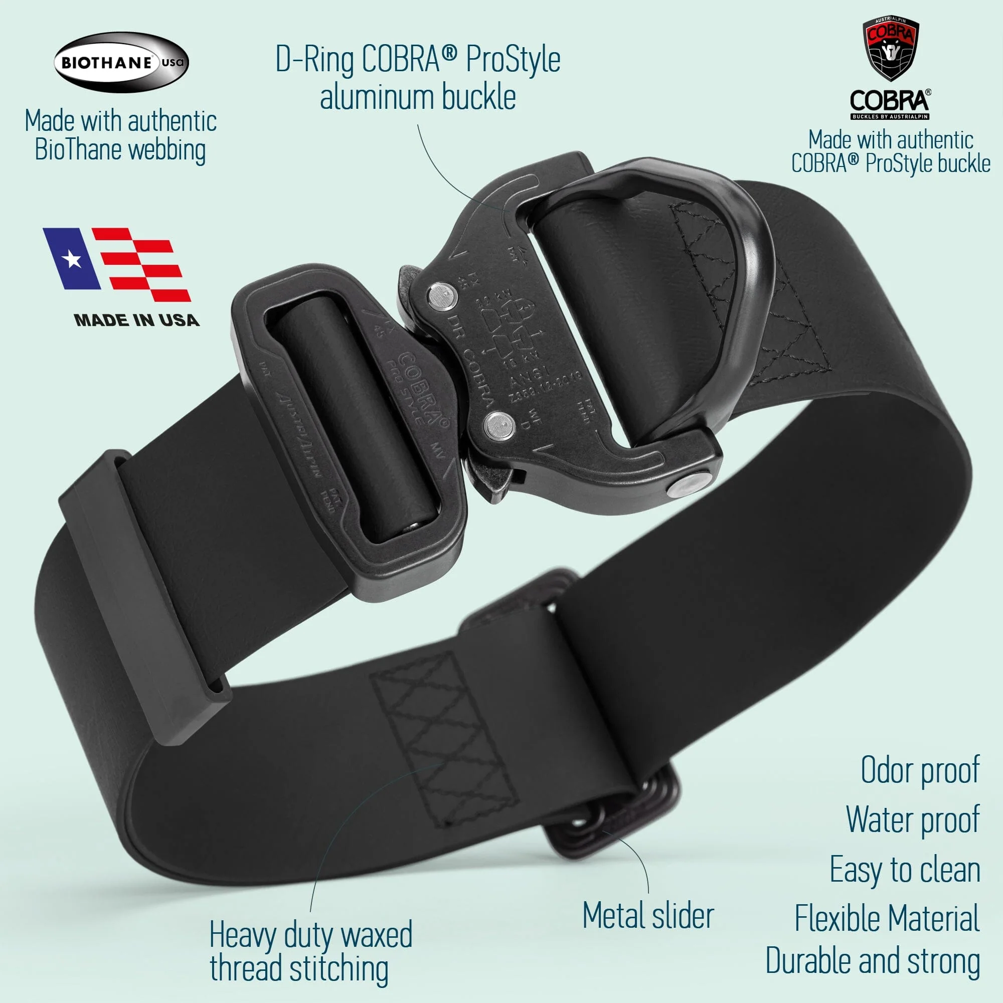 Viper BioThane Tactical Dog Collar with Cobra Buckle, 1.75" Wide - Image 7