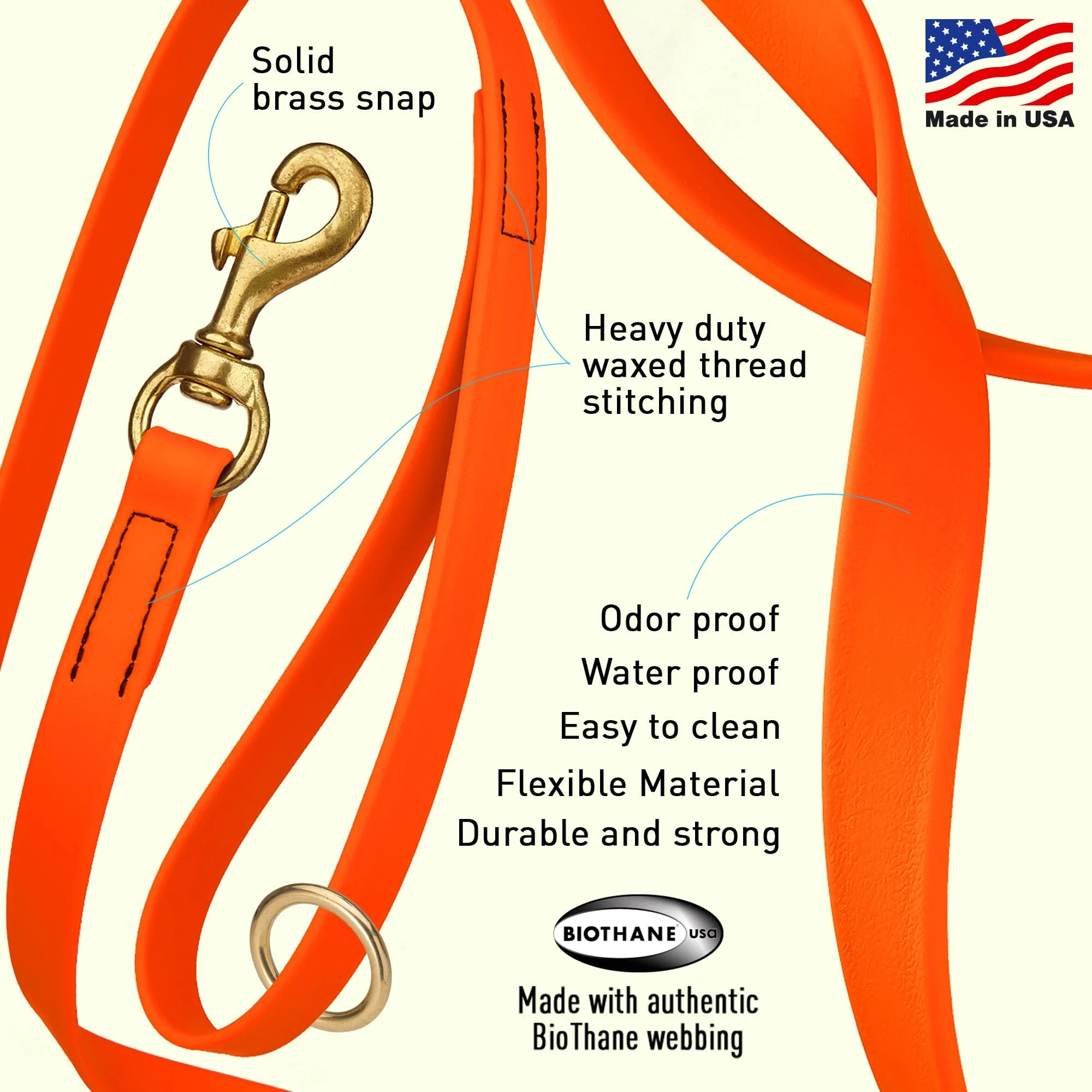 Viper Biothane Traffic Lead - Brass Hardware - Image 4