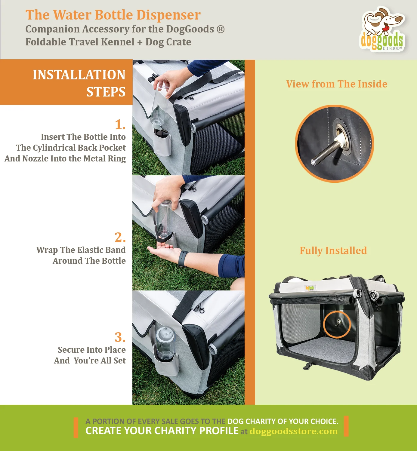 Water Bottle Dispenser For The Foldable Travel Dog Crate By DogGoods ™ - Image 3